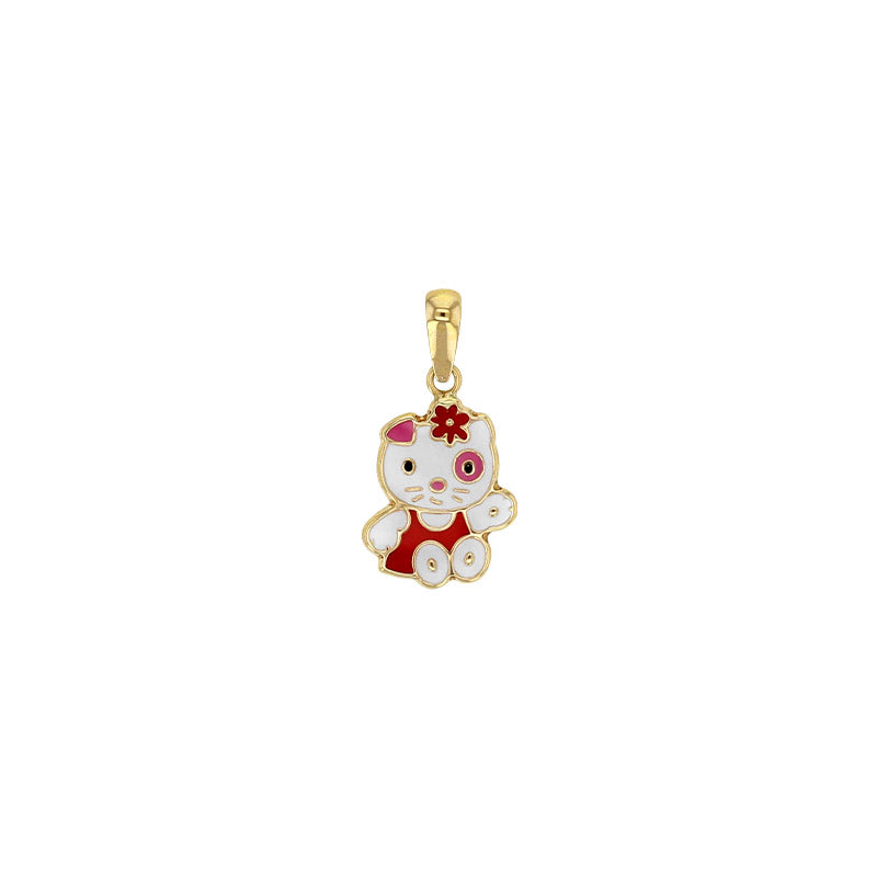 Anhänger Katze 750er Gold (18Kt) und emaille