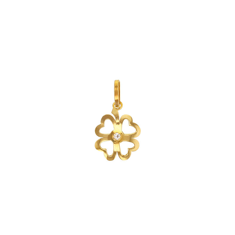 Anhänger Kleeblatt 750er Gold (18Kt) und kubischer-zirkonia Oberfläche Durchbrochen - MeinSchmuckShop