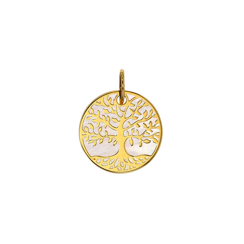 Anhänger Lebensbaum 750er Gold (18Kt) und perlmutt