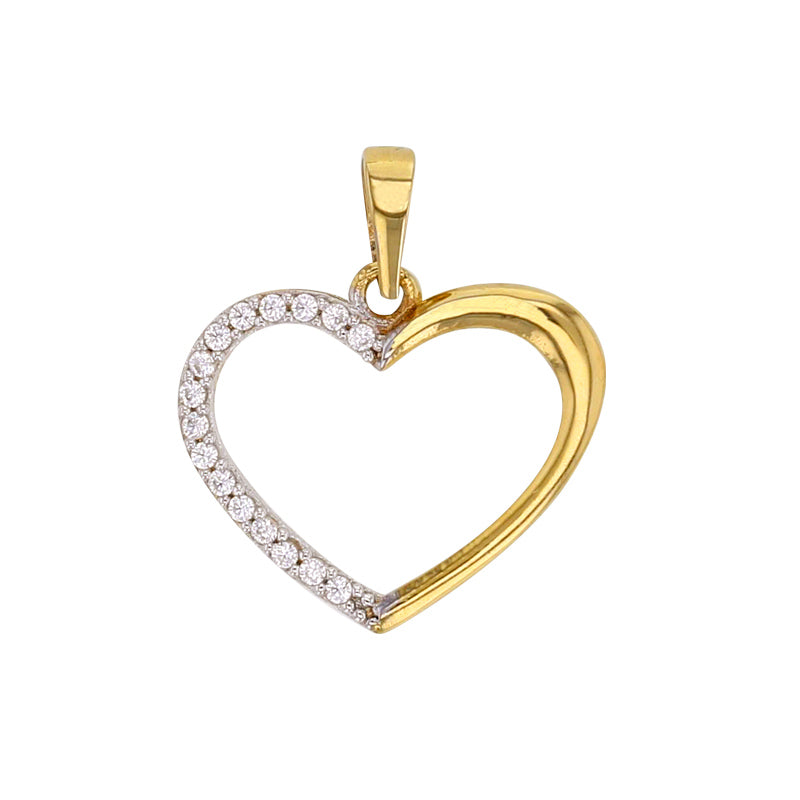 Ausgearbeiteter Herzanhänger Bicolor aus 750er Gold mit Zirkonia - MeinSchmuckShop