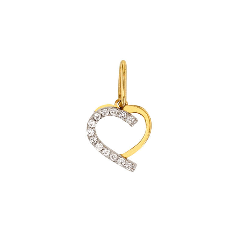 Herzanhänger aus 750er Gold Bicolor mit 20 Zirkonia - MeinSchmuckShop