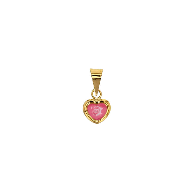 Herzanhänger rosa Email aus 750er Gold