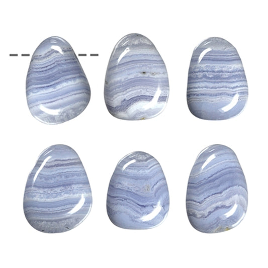 Trommelstein Chalcedon (blau) gebohrt