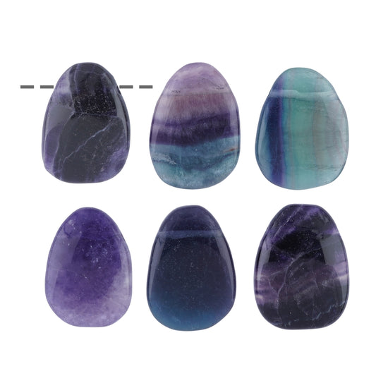 Trommelstein Fluorit gebohrt, 4,0cm (extragroß)