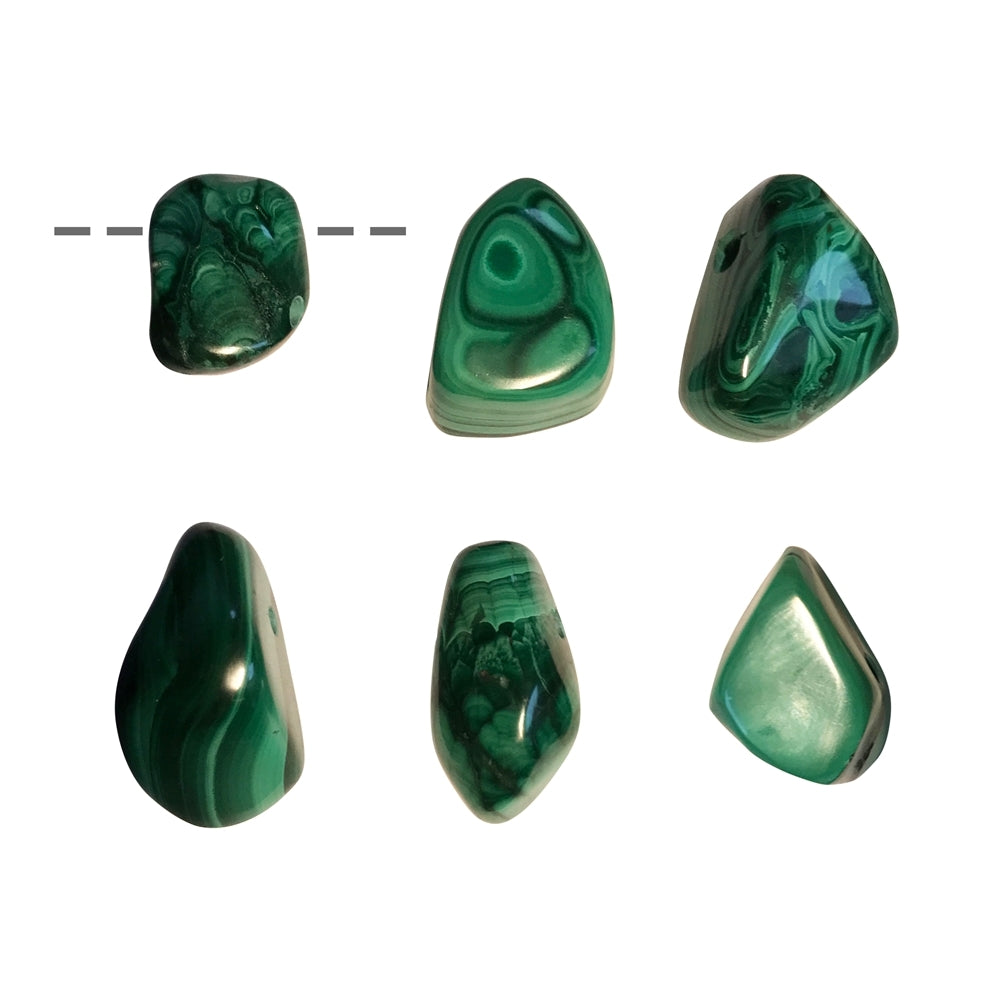 Trommelstein Malachit (stab.) gebohrt, 2,2 - 3,0cm - MeinSchmuckShop