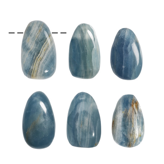 Trommelstein Aragonit (blau) gebohrt, 3,0 - 3,5cm