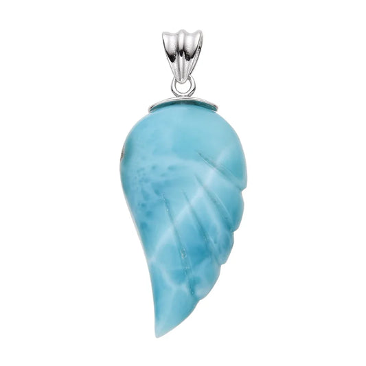 Anhänger Larimar, Engelsflügel (28 x 15mm), 4,0cm, rhodiniert - MeinSchmuckShop