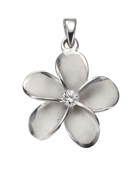 Silber 925 rhodiniert Blume Zirkonia