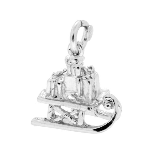 Weihnachts-Schlitten-Anhänger aus 925er Silber, rhodiniert. - MeinSchmuckShop