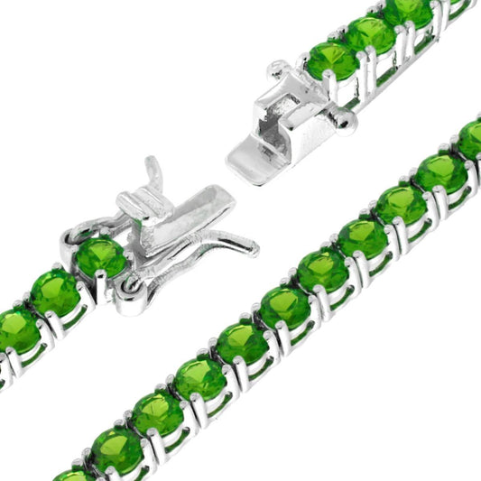 Tennisarmband Griffe 18 cm mit Zirkonen 3 mm Smaragdgrün in Silber 925 Galvanik Rhodium - MeinSchmuckShop