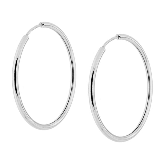 Ohrringe Kreis glatte Röhre unsichtbarer Verschluss Ø 1,7 mm Ø 30 mm Silber 925 Rhodium-Galvanik - MeinSchmuckShop