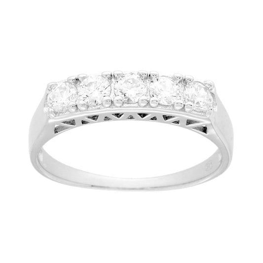 Veretta-Ring mit weißen Zirkonien, 4 mm, aus Silber 925 rhodiniert - MeinSchmuckShop