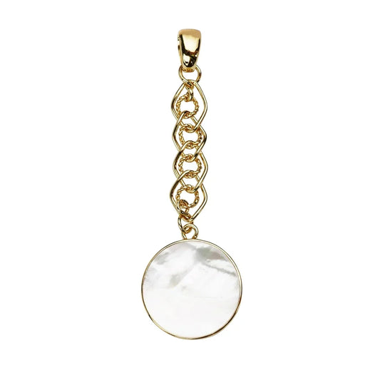 Anhänger Perlmutt, rund (20 mm), 6,4cm, vergoldet - MeinSchmuckShop