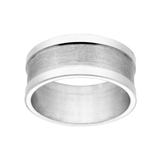 Ring mit glattem und satiniertem Band aus 925er Silber, rhodiniert. - MeinSchmuckShop