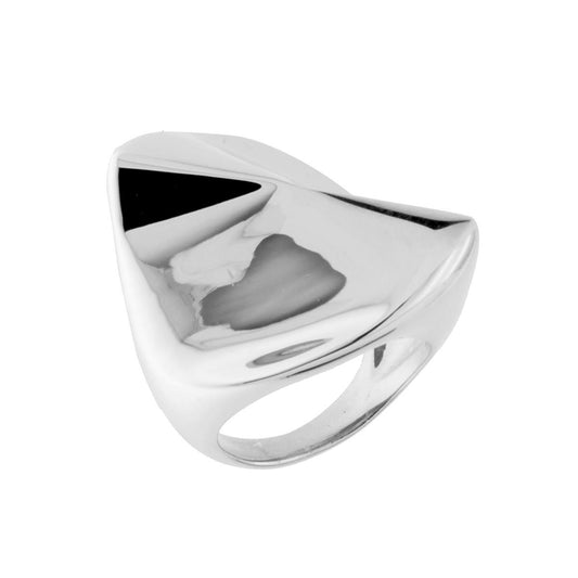 Ring Chunky, breites bombiertes Band mit gefalteter Form aus Silber 925, rhodiumplattiert - MeinSchmuckShop