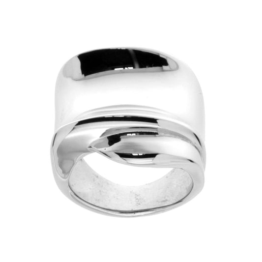 Ring mit chunky, breitem Band, bombierter quadratischer Form aus 925er Silber, galvanisch rhodiniert. - MeinSchmuckShop