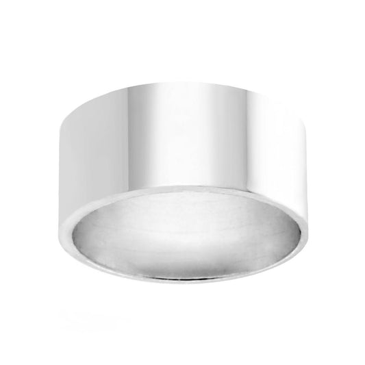 Ring in Bandform, 9 mm breit, glatte und glänzende Oberfläche, aus 925er Silber, rhodiniert. - MeinSchmuckShop