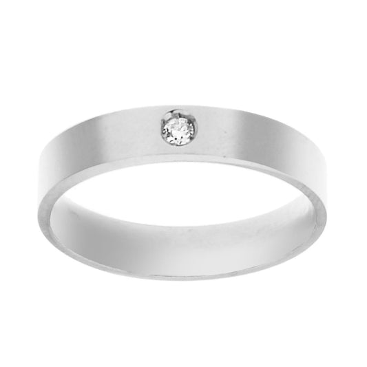 Ring des klassischen Glaubens, glänzend flaches Komfortmodell mit zentralem Zirkon aus Silber 925, galvanisch rhodiniert - MeinSchmuckShop