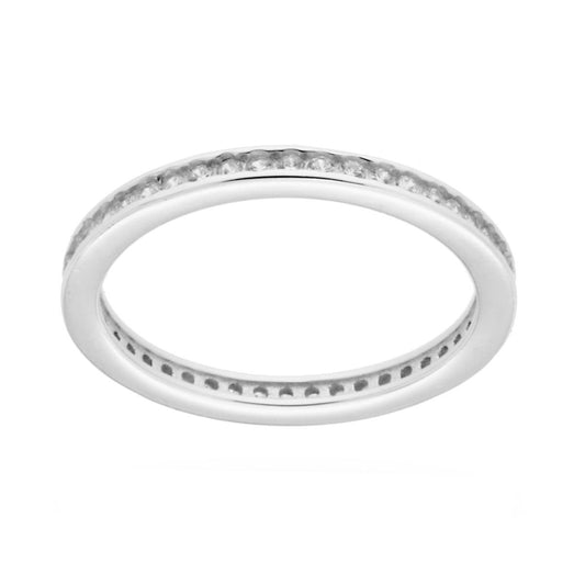 Eternity-Ring, Rundband mit weißen Cubic Zirconia, aus 925er Silber rhodiniert. - MeinSchmuckShop