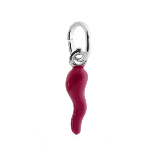 Anhänger Glücksbringer Horn emailliert Dunkles Fuchsia aus Silber 925 - MeinSchmuckShop