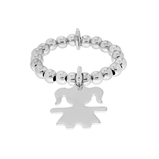 Elastischer Ring mit Kugeln – Familie, Tochter, Mädchen – Anhänger aus 925er Silber, rhodiniert - MeinSchmuckShop