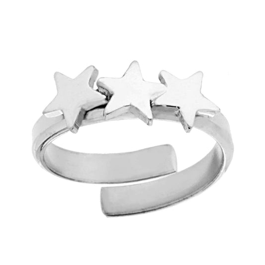 Ring-Trilogie der Sterne, schlicht in Silber 925, rhodiniert (galvanisch) - MeinSchmuckShop