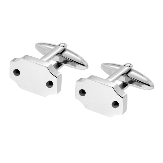 Zubehör für Herren-Manschettenknöpfe, rechteckige Form, glatt, 16 × 10 mm, mit schwarzen Schrauben aus Stahl - MeinSchmuckShop