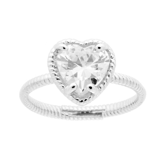 Solitärring mit weißem kubischem Zirkon aus 925er Silber, rhodiniert. - MeinSchmuckShop