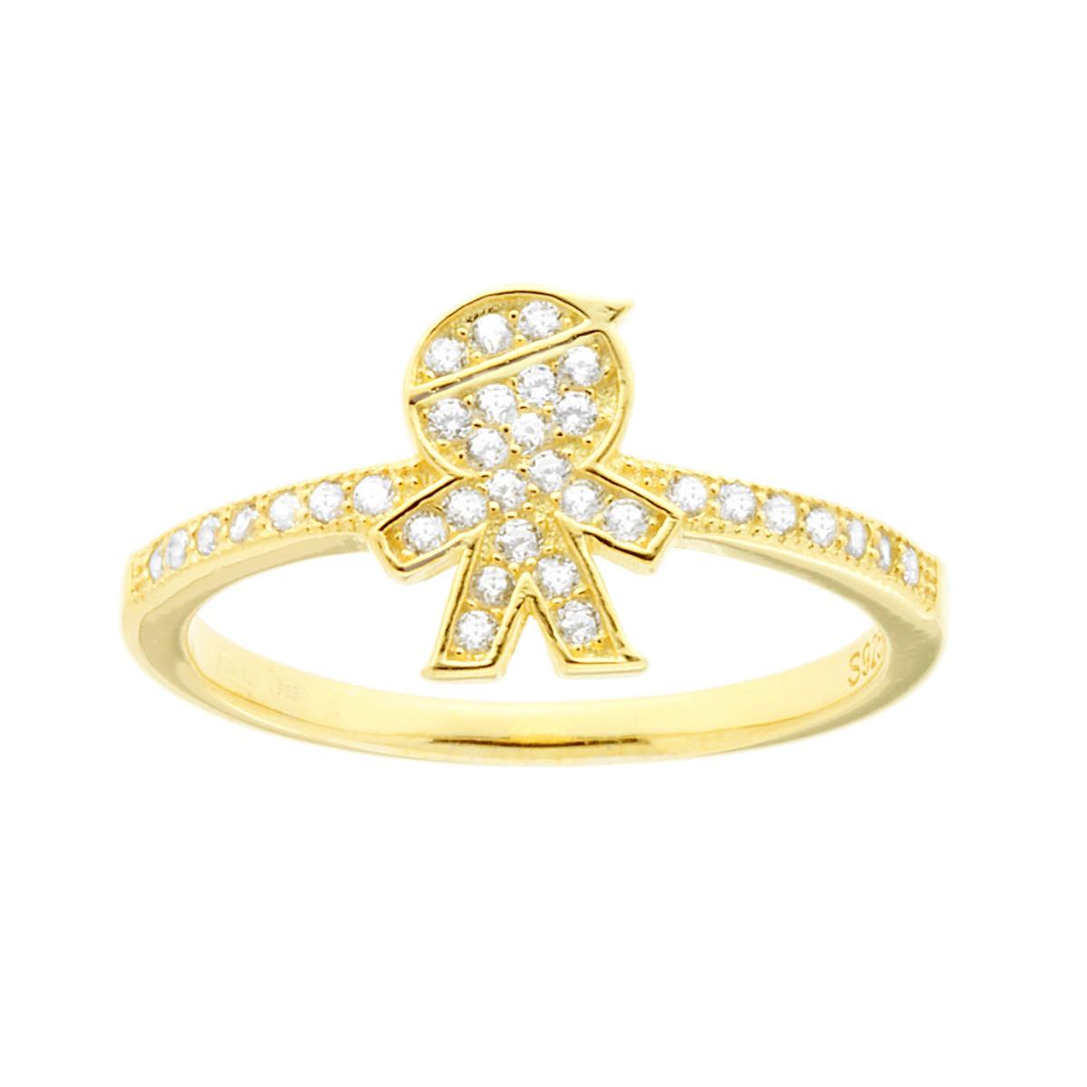 Familienring mit Sohn, Kind, weiße Cubic Zirconia, aus 925er Silber, vergoldet. - MeinSchmuckShop