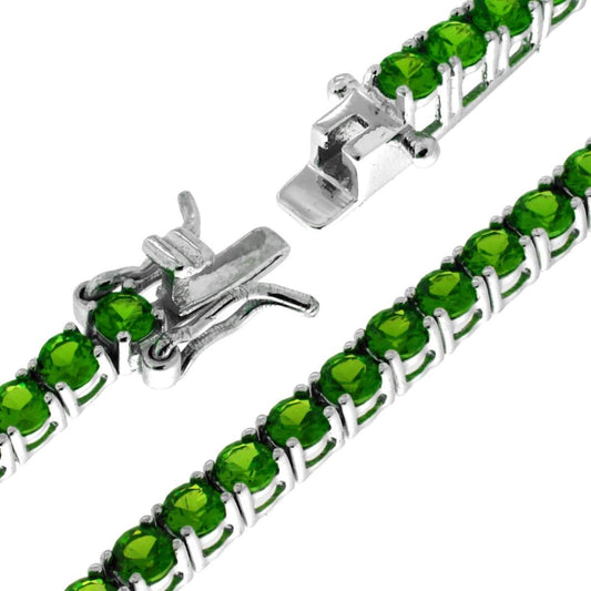 Tennisarmband mit Krappenfassung, Länge 16,5 cm, mit Zirkonien von 3 mm, Smaragdgrün, aus Silber 925, rhodiniert. - MeinSchmuckShop