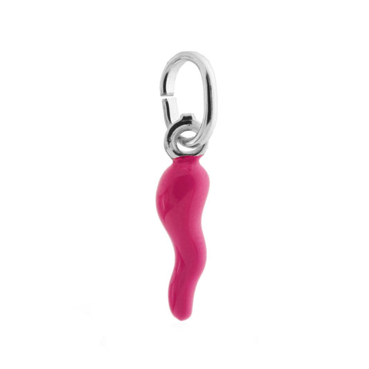 Anhänger Glücksbringer Horn emailliert Fuchsia in 925er Silber - MeinSchmuckShop