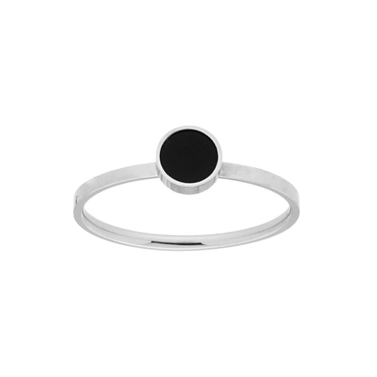 Ring mit schwarzem Rundteil aus Stahl - MeinSchmuckShop