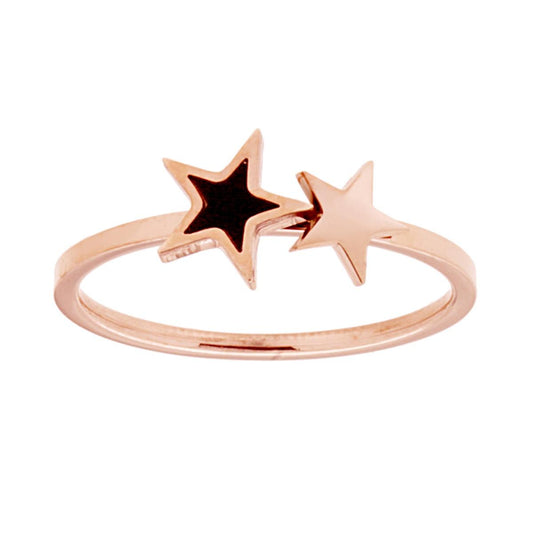 Ring mit rosa galvanisierten Sternen aus Stahl - MeinSchmuckShop