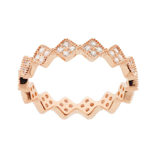 Eternity-Veretta-Ring mit Rauten, weiße Zirkonien, 4,3 mm breit, Silber 925, roségold galvanisch beschichtet. - MeinSchmuckShop
