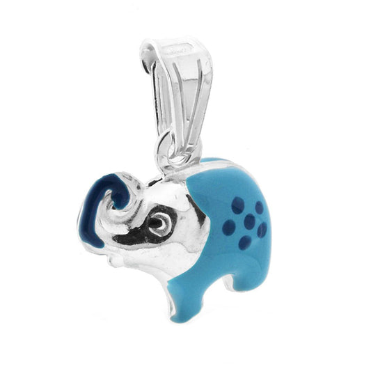 Anhänger für Jungen und Mädchen mit blau emailliertem Elefanten aus 925er Silber - MeinSchmuckShop