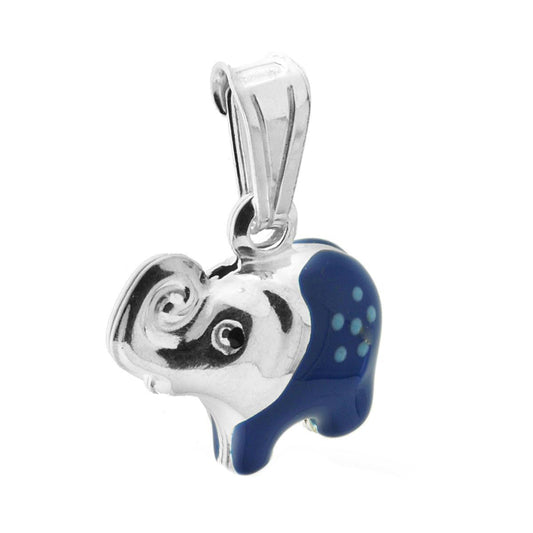 Anhänger für Jungen und Mädchen mit blau emailliertem Elefanten in 925er Silber - MeinSchmuckShop