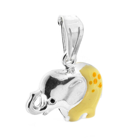 Anhänger für Jungen und Mädchen mit einem gelb emaillierten Elefanten aus 925er Silber. - MeinSchmuckShop