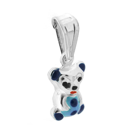 Anhänger für Jungen und Mädchen mit blau emailliertem Teddybären aus 925er Silber - MeinSchmuckShop