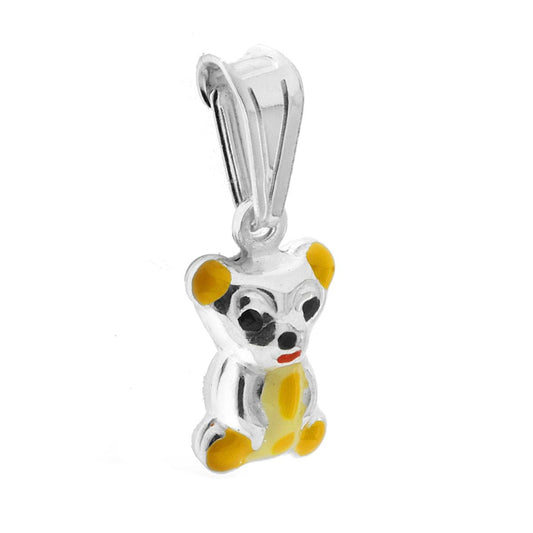 Anhänger für Jungen und Mädchen mit gelbem emailliertem Teddybär aus Silber 925 - MeinSchmuckShop