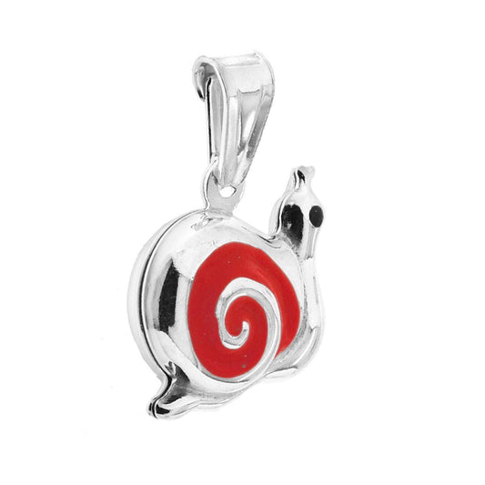 Anhänger für Jungen und Mädchen mit orange emaillierter Schnecke aus 925er Silber - MeinSchmuckShop