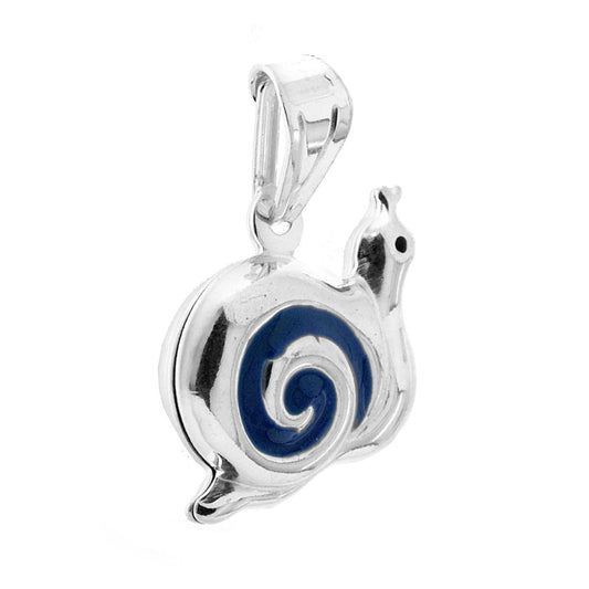 Anhänger für Jungen und Mädchen mit blau emaillierter Schnecke aus 925er Silber - MeinSchmuckShop