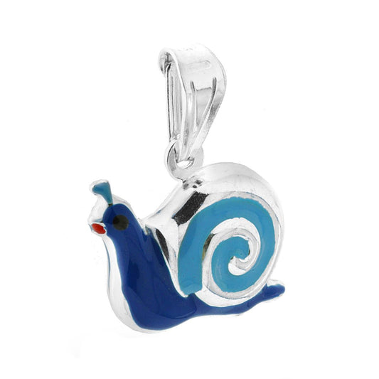 Anhänger für Jungen und Mädchen mit blau emaillierter Schnecke aus 925er Silber - MeinSchmuckShop