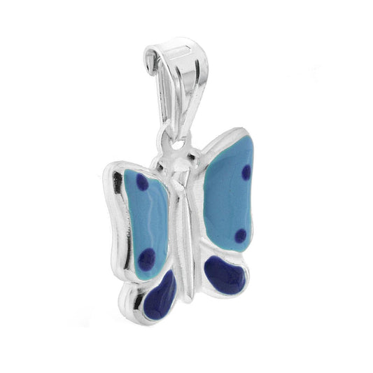 Anhänger für Jungen und Mädchen mit blau emailliertem Schmetterling aus 925er Silber - MeinSchmuckShop