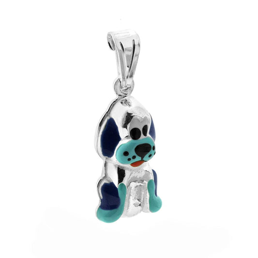 Anhänger für Jungen und Mädchen mit blau emailliertem Hund aus Silber 925 - MeinSchmuckShop