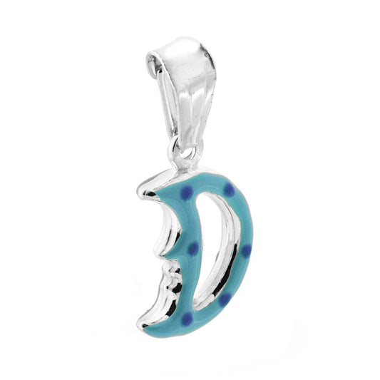 Anhänger für Jungen und Mädchen mit blau emailliertem Mond aus 925er Silber - MeinSchmuckShop