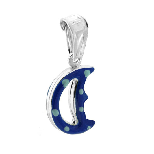 Anhänger für Jungen und Mädchen mit blau emailliertem Mond aus 925er Silber - MeinSchmuckShop