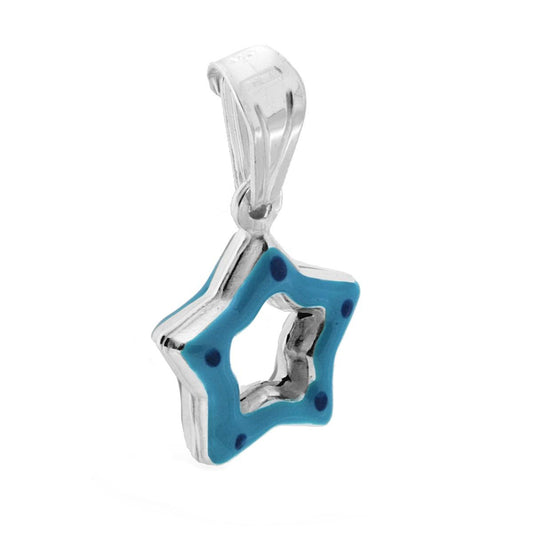 Anhänger für Jungen und Mädchen mit blau emailliertem Stern aus 925er Silber - MeinSchmuckShop