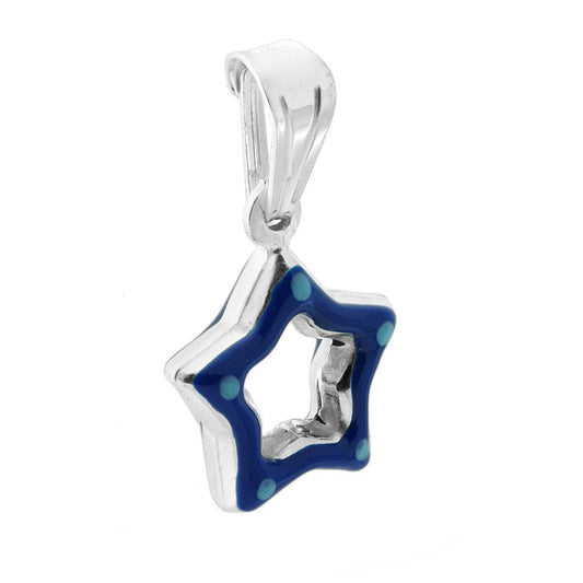 Anhänger für Jungen und Mädchen mit blau emailliertem Stern aus 925er Silber - MeinSchmuckShop