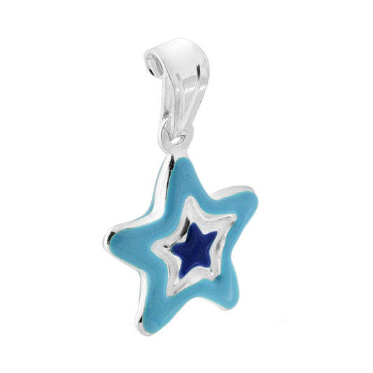 Anhänger für Jungen und Mädchen mit blau emailliertem Stern aus 925er Silber - MeinSchmuckShop