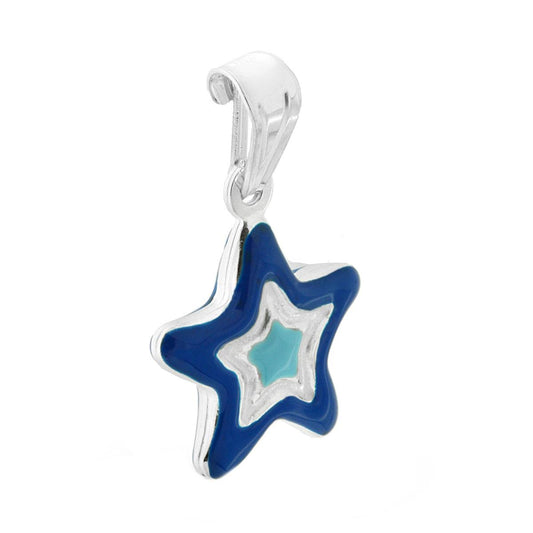 Anhänger für Jungen und Mädchen mit blau emailliertem Stern aus 925er Silber - MeinSchmuckShop
